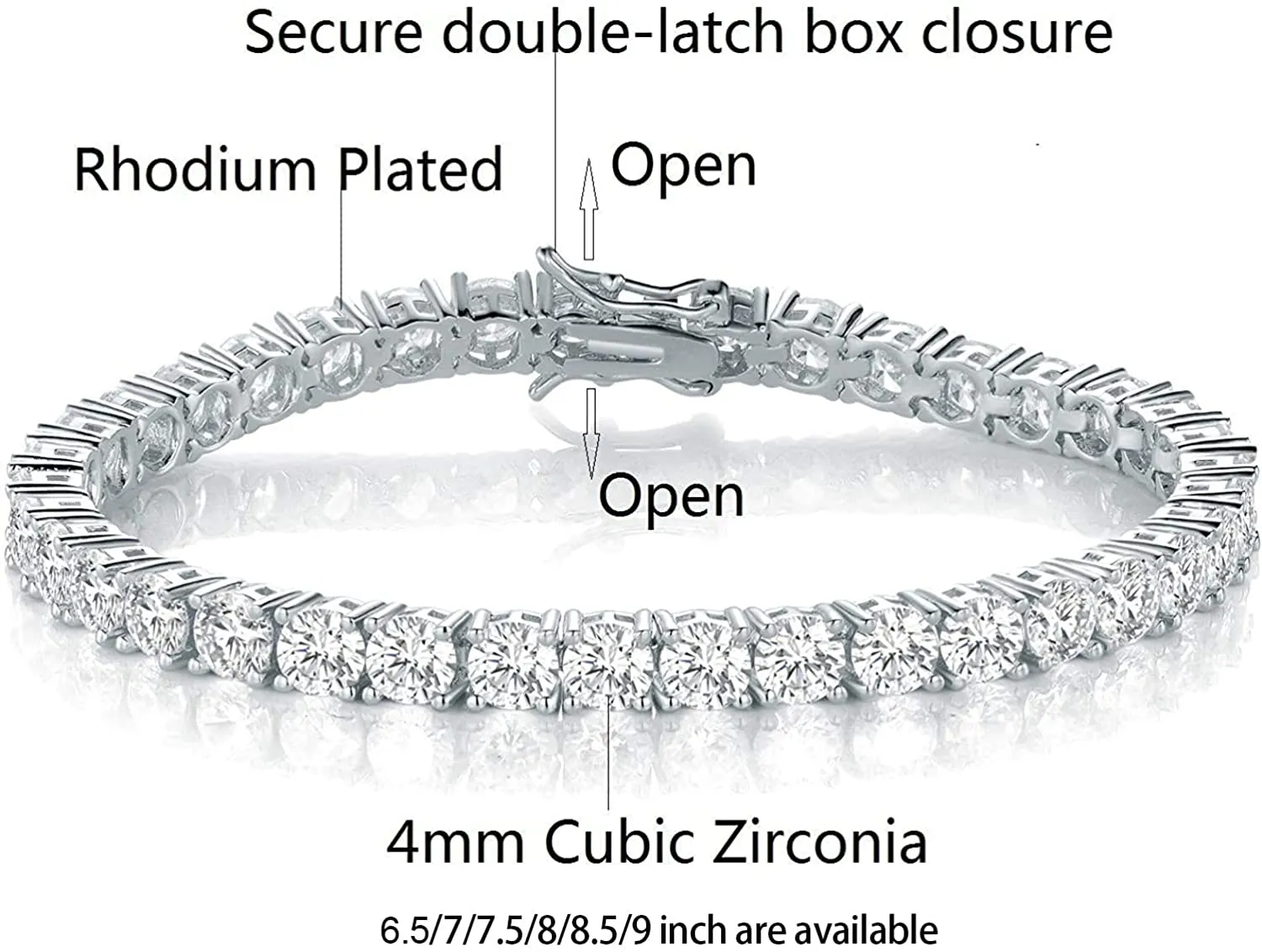 18K White Gold Plated Tennis Bracelet
