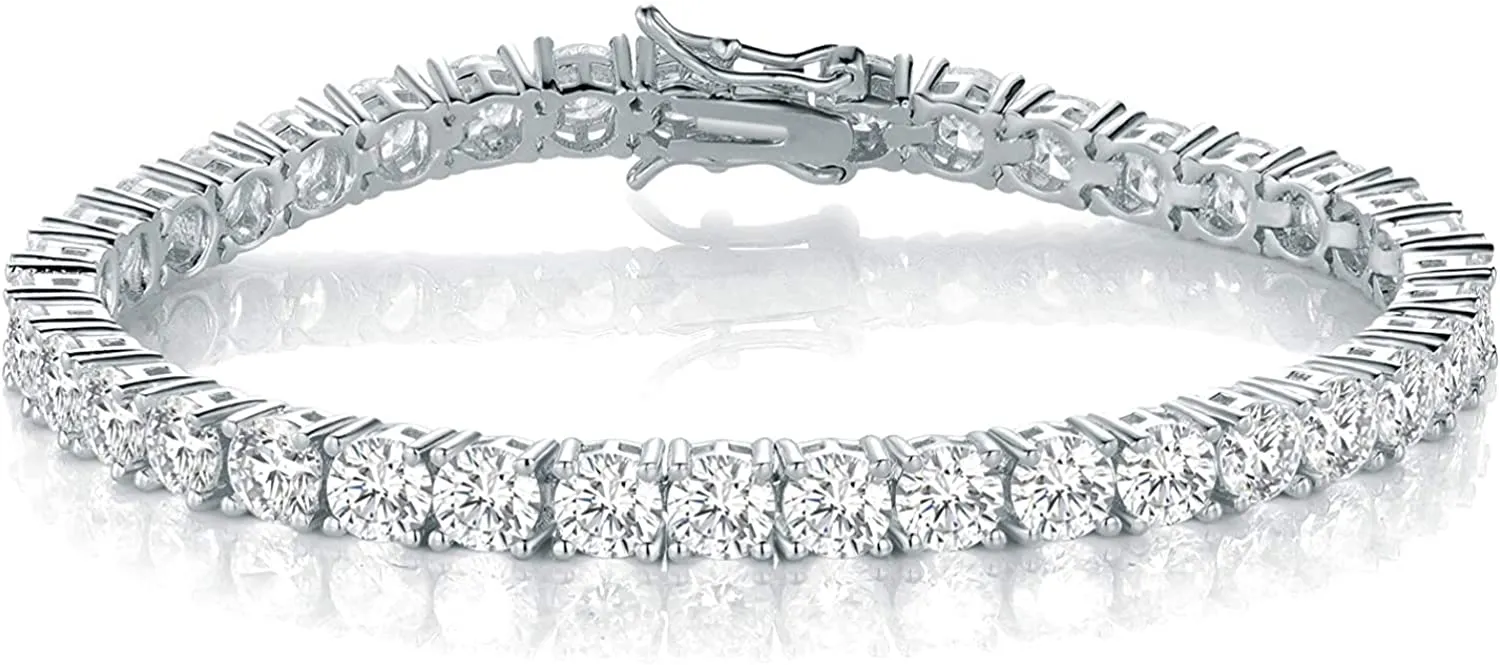 18K White Gold Plated Tennis Bracelet