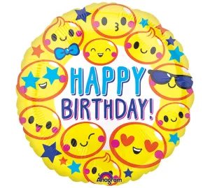 18" Happy Birthday Emoticon Fun