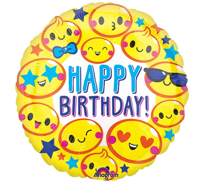 18" Happy Birthday Emoticon Fun