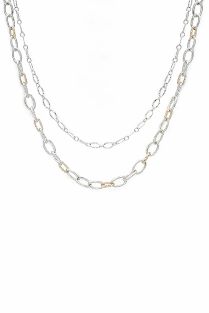 2 Layered Metal Chain Necklace