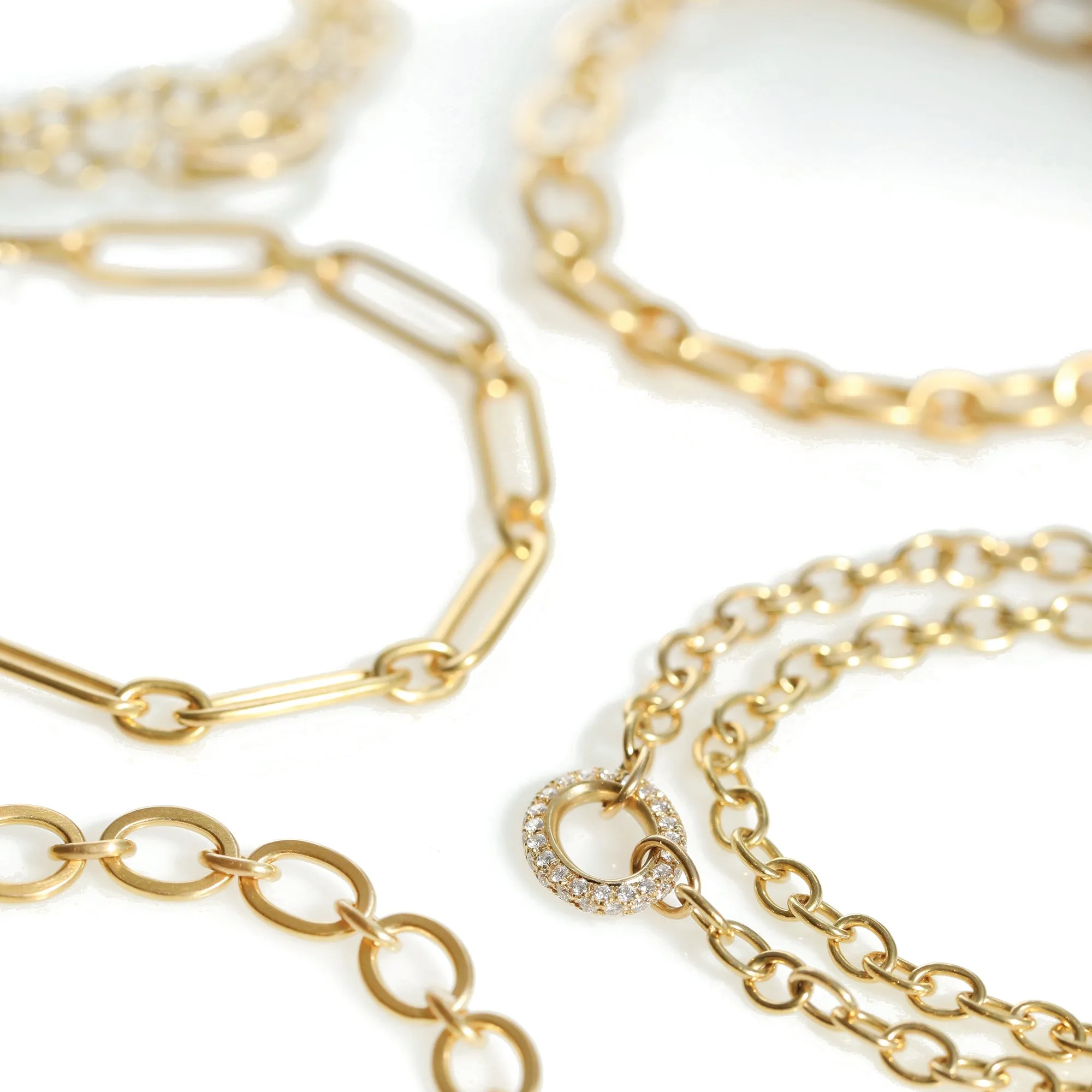 20K Gold Handmade Double Wrap Bracelet with One Pave Diamond Centerpiece