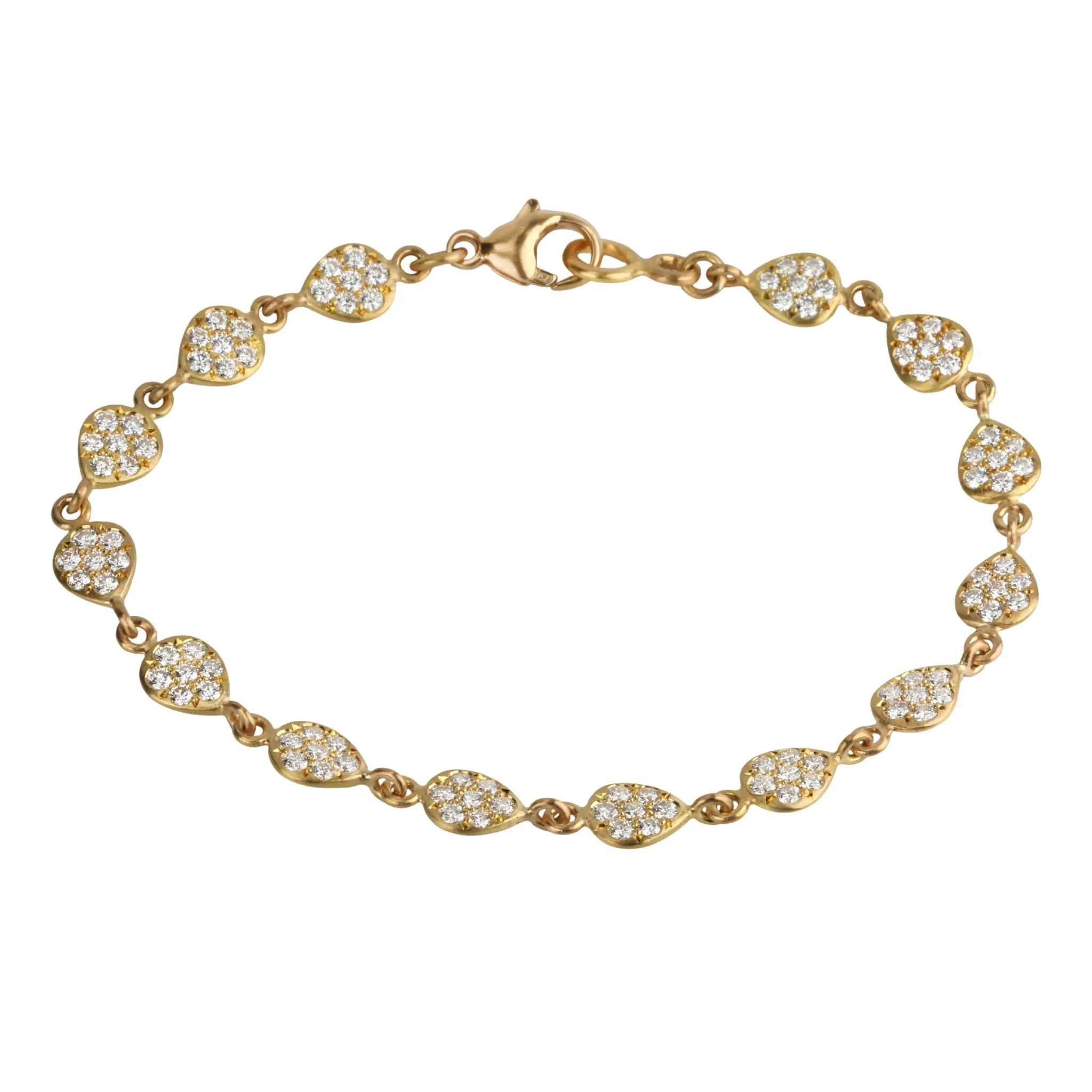 20K Pave Diamond Small Pear-Shaped "Nugget" Tennis Bracelet