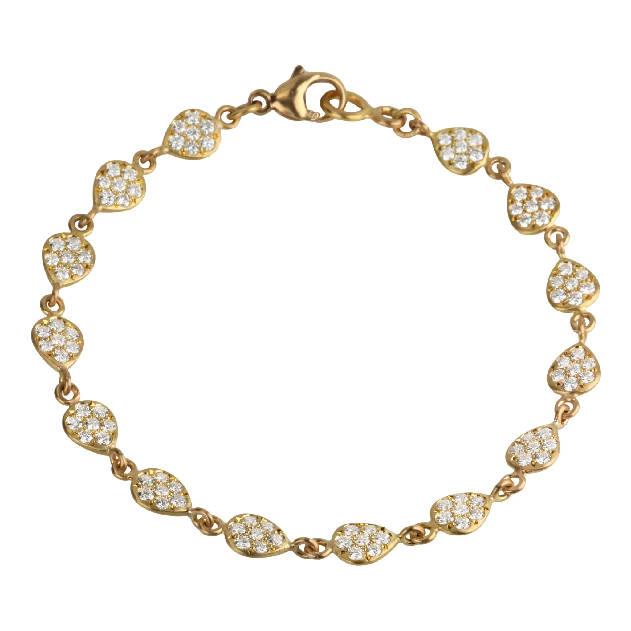 20K Pave Diamond Small Pear-Shaped "Nugget" Tennis Bracelet
