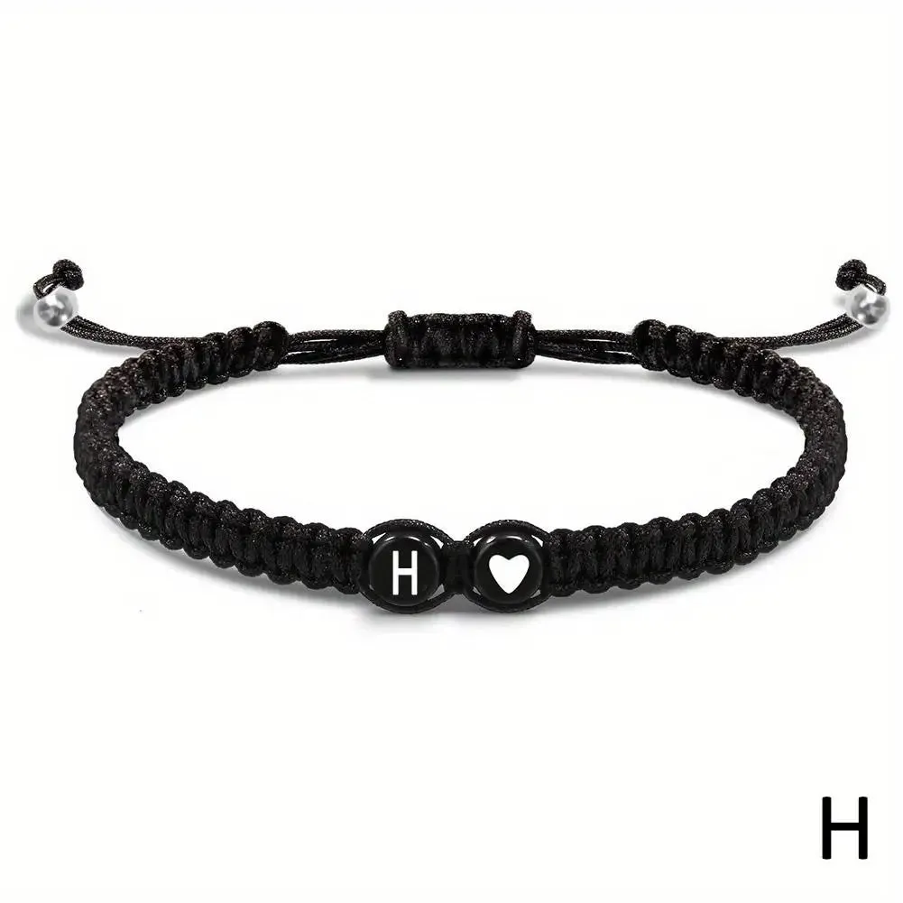 26 Letters Initial Heart Bracelets - Handmade Adjustable A-Z Name Braided Friendship Gift