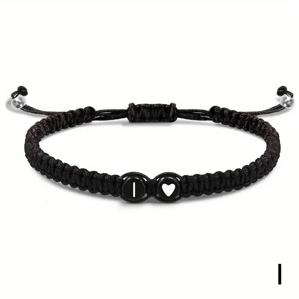 26 Letters Initial Heart Bracelets - Handmade Adjustable A-Z Name Braided Friendship Gift