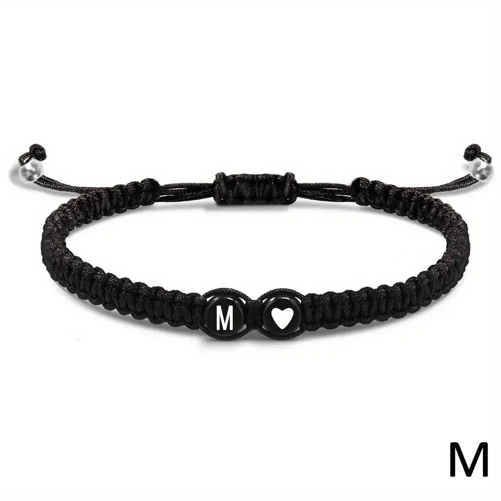 26 Letters Initial Heart Bracelets - Handmade Adjustable A-Z Name Braided Friendship Gift