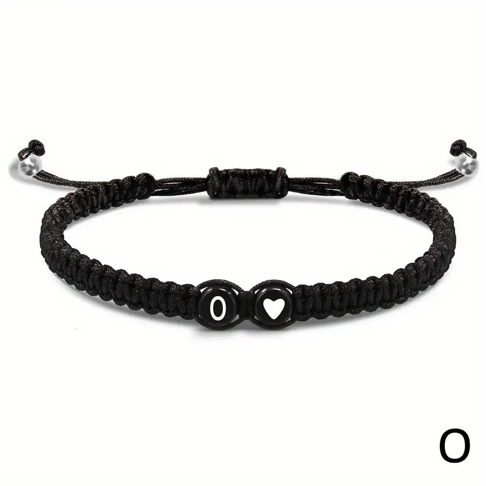 26 Letters Initial Heart Bracelets - Handmade Adjustable A-Z Name Braided Friendship Gift
