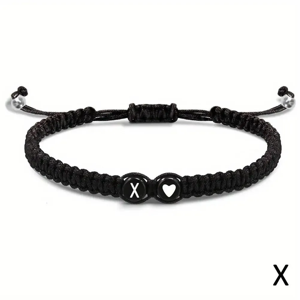 26 Letters Initial Heart Bracelets - Handmade Adjustable A-Z Name Braided Friendship Gift