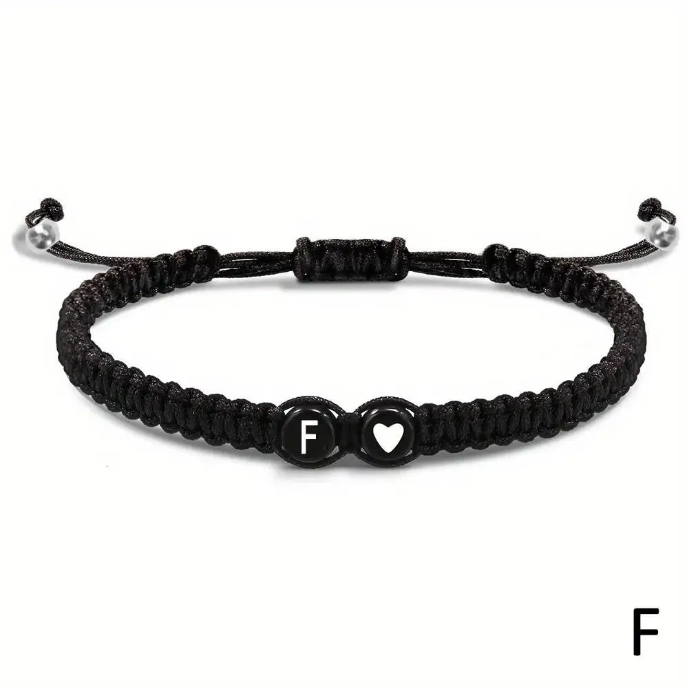 26 Letters Initial Heart Bracelets - Handmade Adjustable A-Z Name Braided Friendship Gift