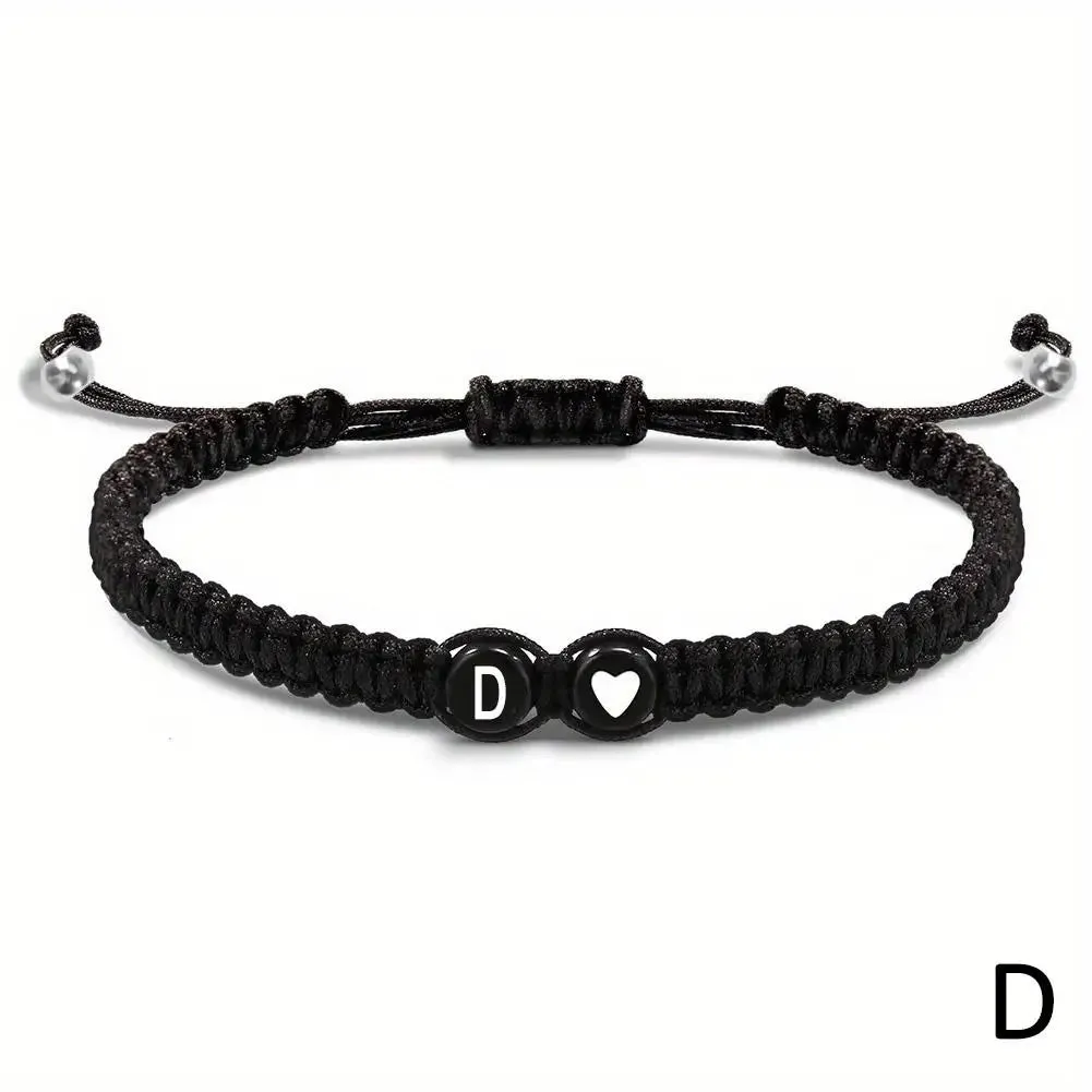 26 Letters Initial Heart Bracelets - Handmade Adjustable A-Z Name Braided Friendship Gift