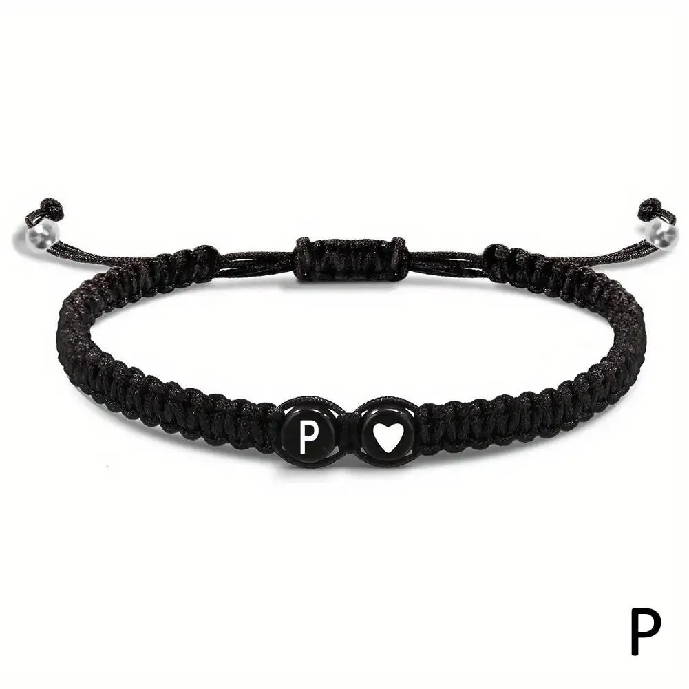 26 Letters Initial Heart Bracelets - Handmade Adjustable A-Z Name Braided Friendship Gift