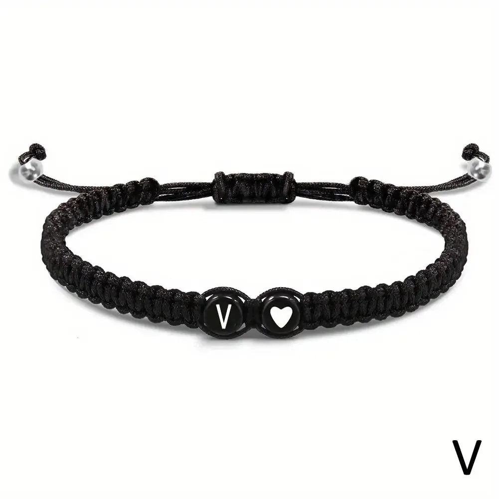26 Letters Initial Heart Bracelets - Handmade Adjustable A-Z Name Braided Friendship Gift