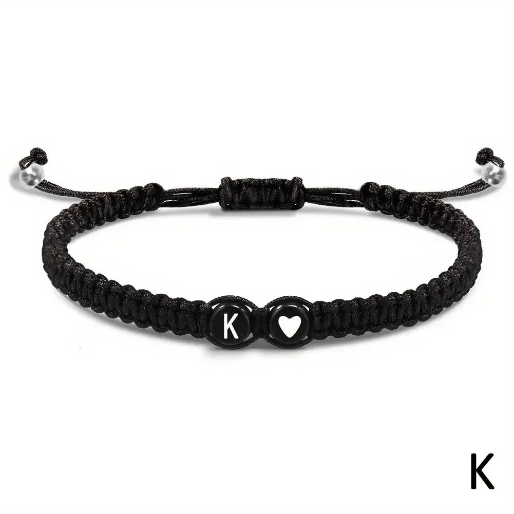 26 Letters Initial Heart Bracelets - Handmade Adjustable A-Z Name Braided Friendship Gift