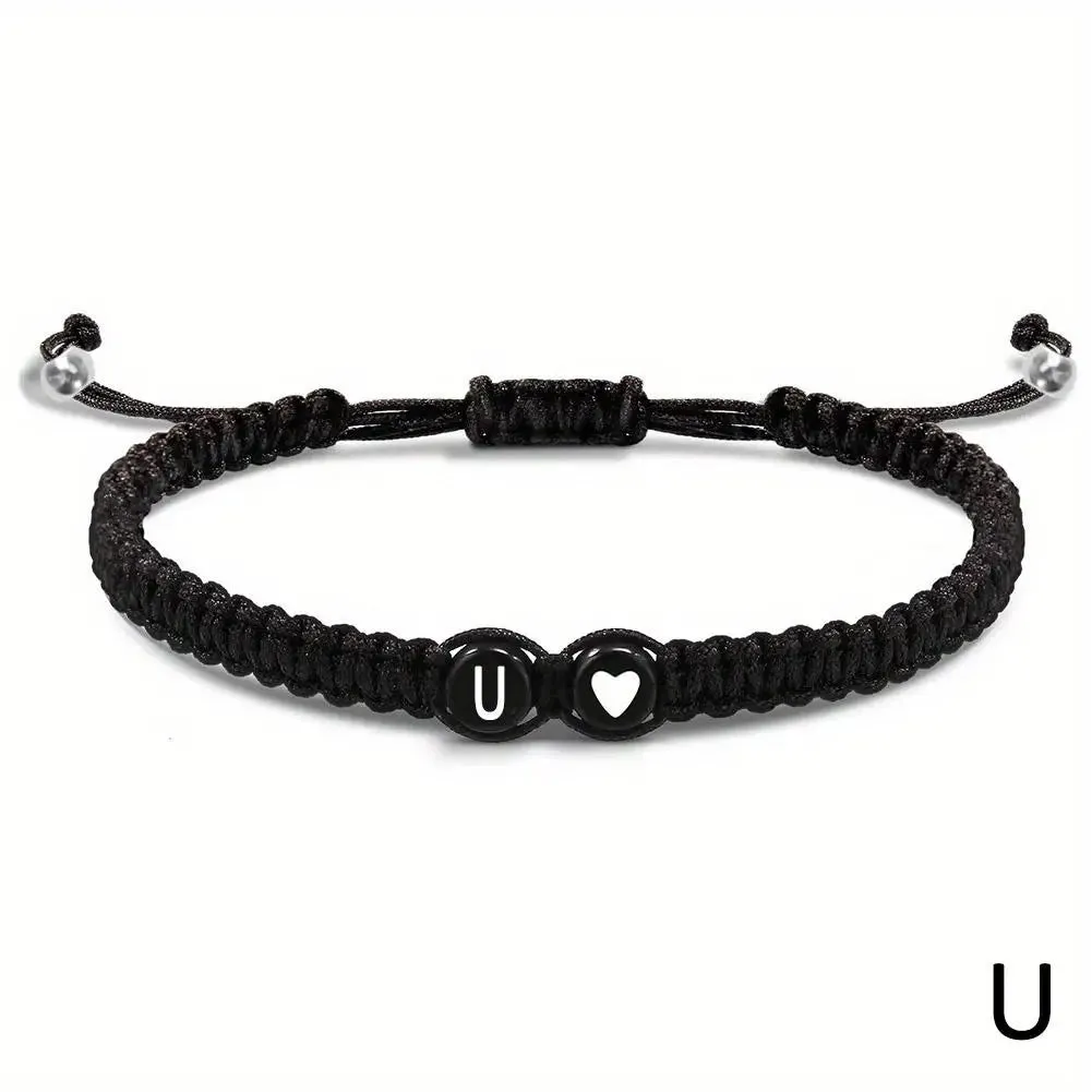 26 Letters Initial Heart Bracelets - Handmade Adjustable A-Z Name Braided Friendship Gift