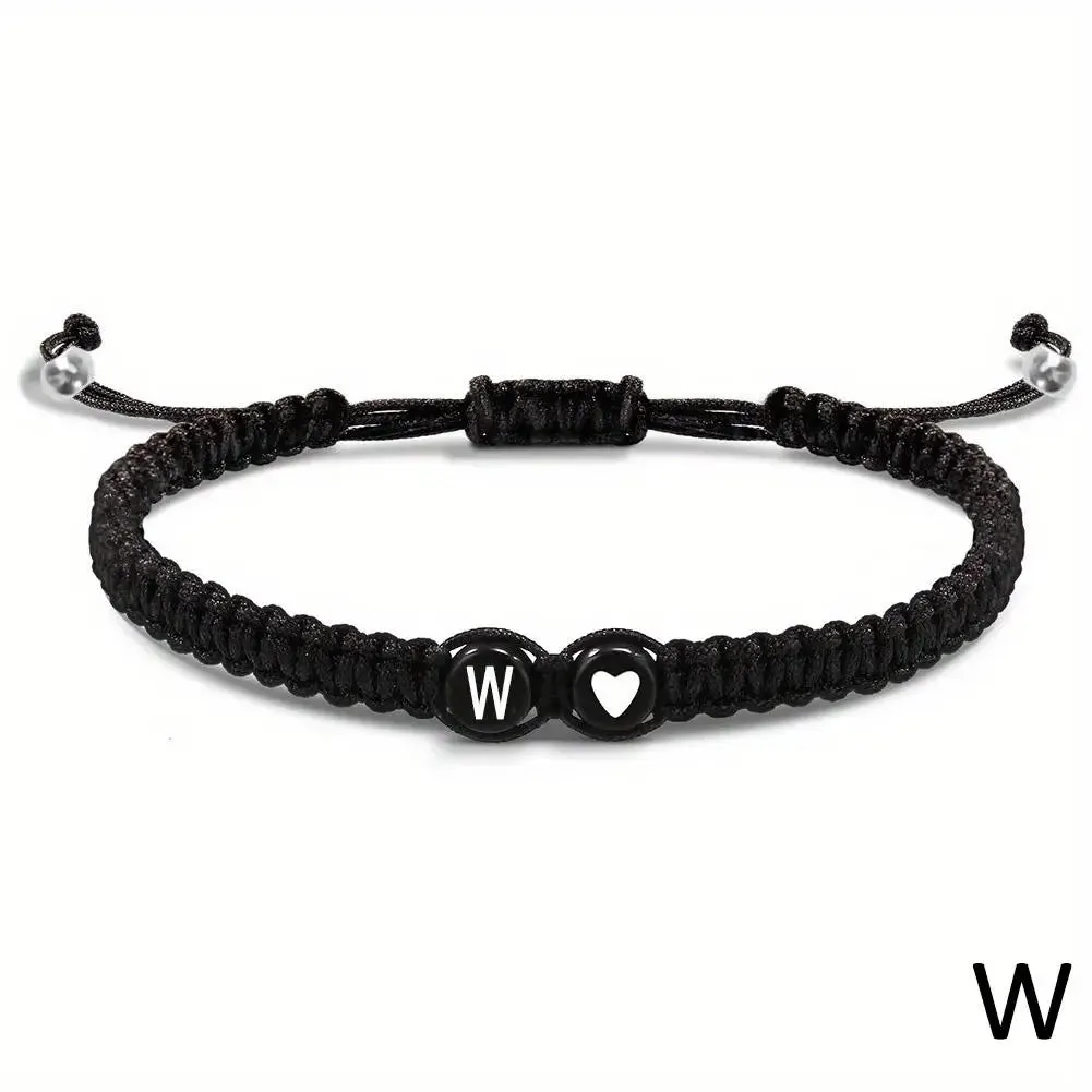 26 Letters Initial Heart Bracelets - Handmade Adjustable A-Z Name Braided Friendship Gift