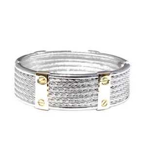2TONE KONT DESIGN TWO-TONE HINGED BRACELET  #HB63_2TONE (IH4)
