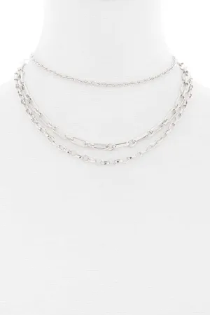 3 Layered Metal Chain Necklace