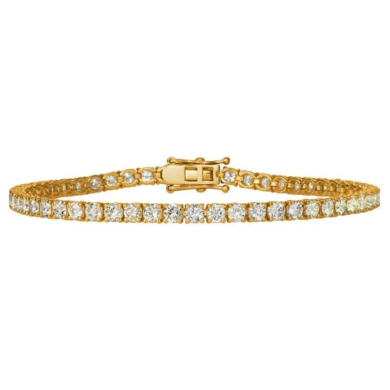 3.43 Carat Natural Diamond Tennis Bracelet G SI 14K Yellow Gold 6''