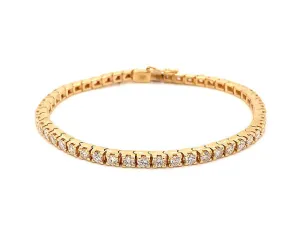 4.00 Carat Diamond Tennis Bracelet 14K Yellow Gold Round Diamonds F-G, SI1 6.75"