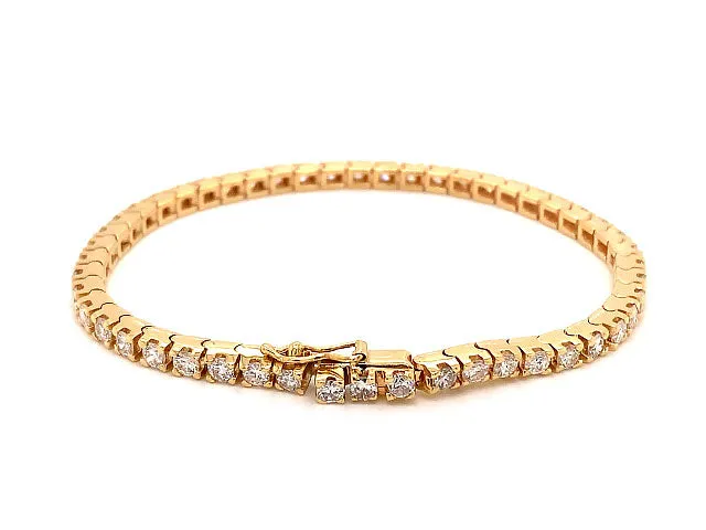 4.00 Carat Diamond Tennis Bracelet 14K Yellow Gold Round Diamonds F-G, SI1 6.75"