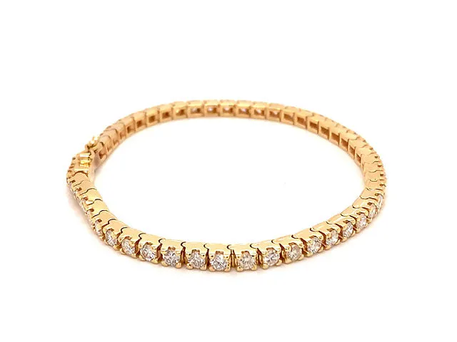 4.00 Carat Diamond Tennis Bracelet 14K Yellow Gold Round Diamonds F-G, SI1 6.75"