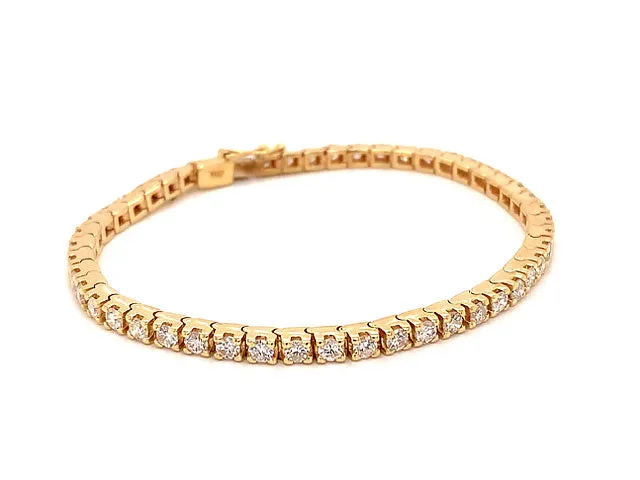 4.00 Carat Diamond Tennis Bracelet 14K Yellow Gold Round Diamonds F-G, SI1 6.75"