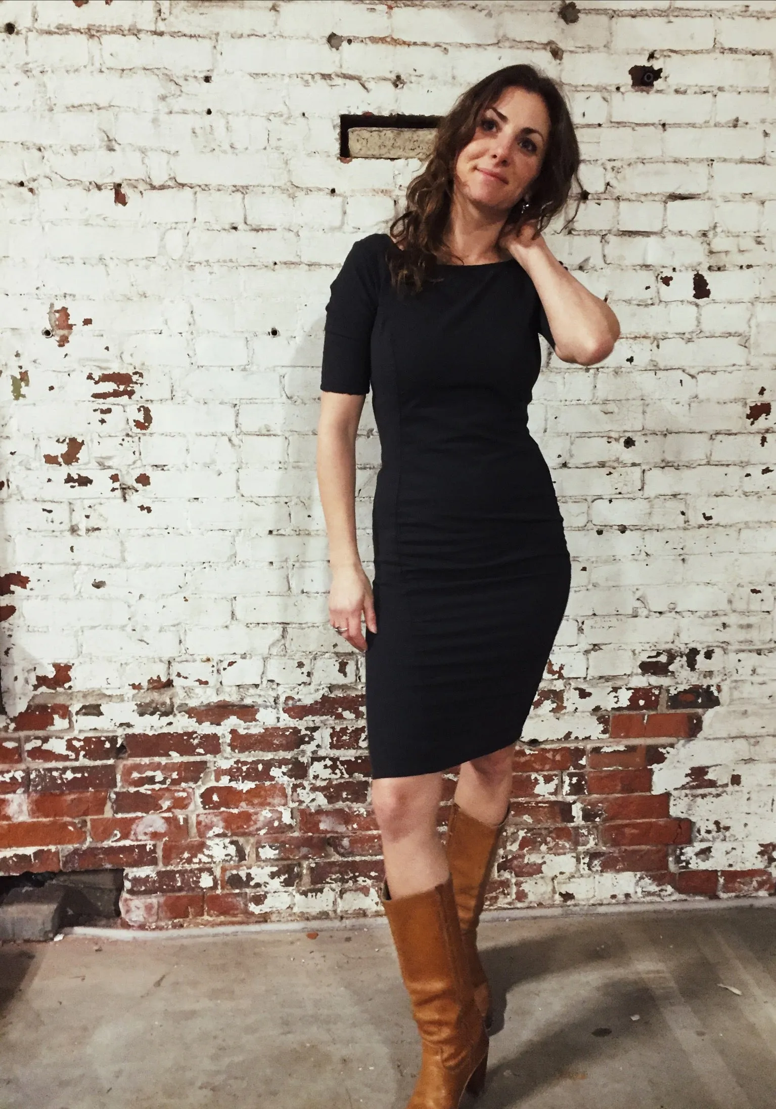 40s dress in charcoal organic cotton