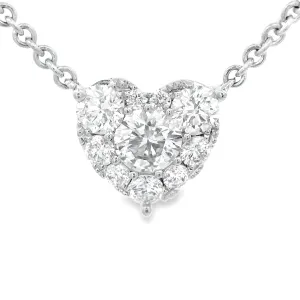 .61ct 14k White Gold Diamond Cluster Heart Pendant