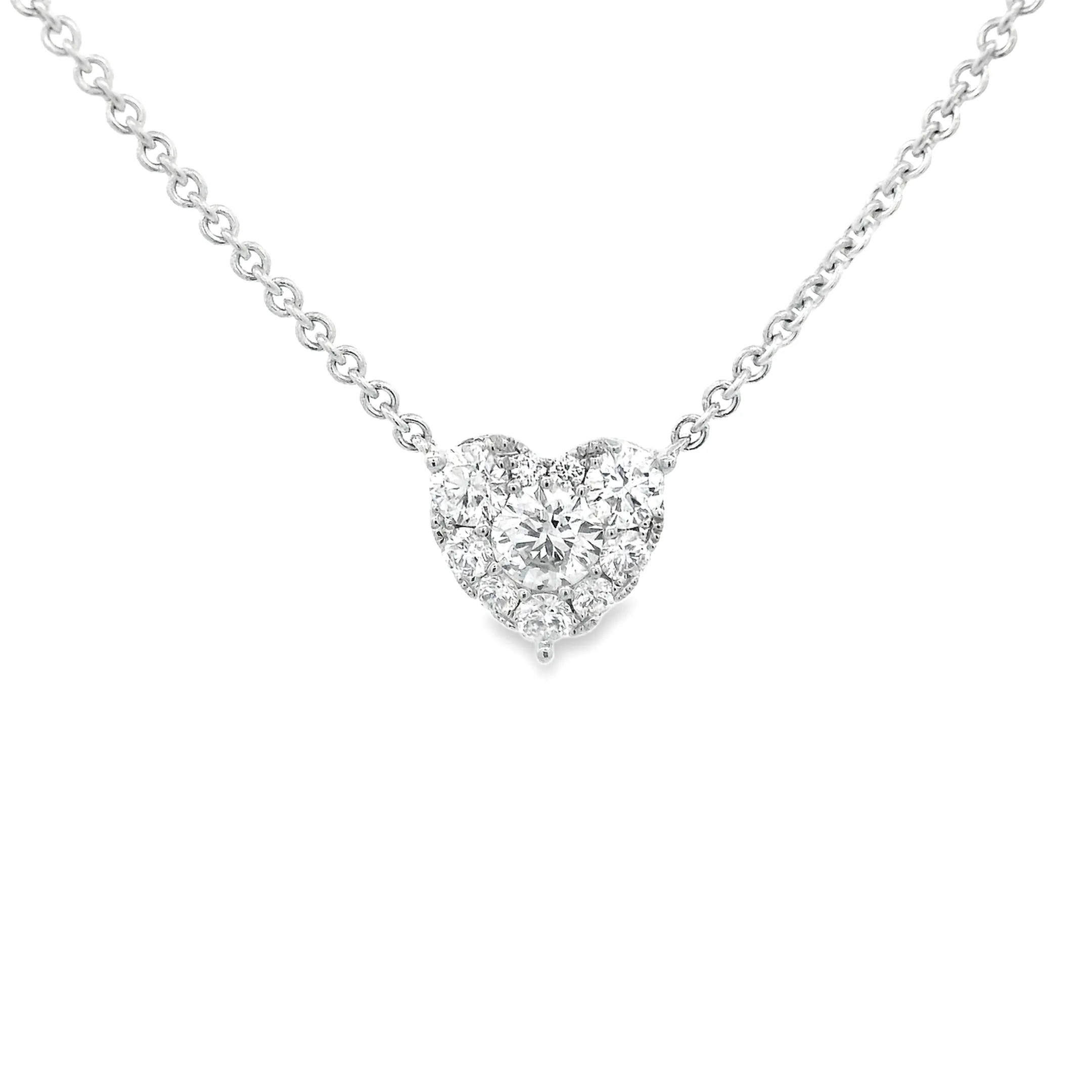 .61ct 14k White Gold Diamond Cluster Heart Pendant