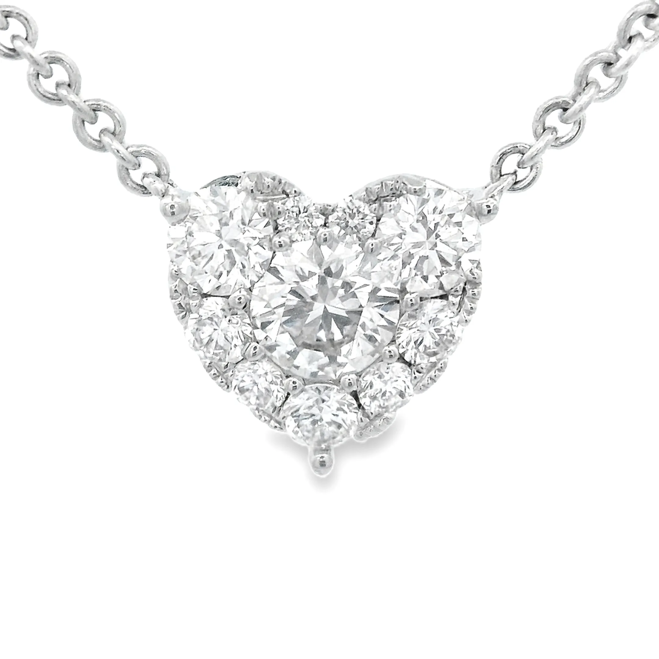 .61ct 14k White Gold Diamond Cluster Heart Pendant