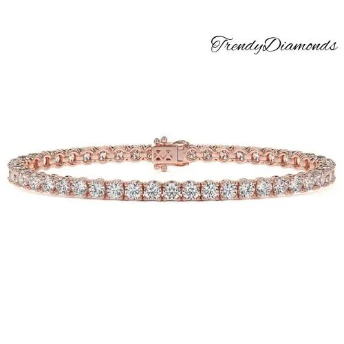 8.50ctw Round Brilliant Diamond Eternity Tennis Bracelet set in 14k Rose Gold