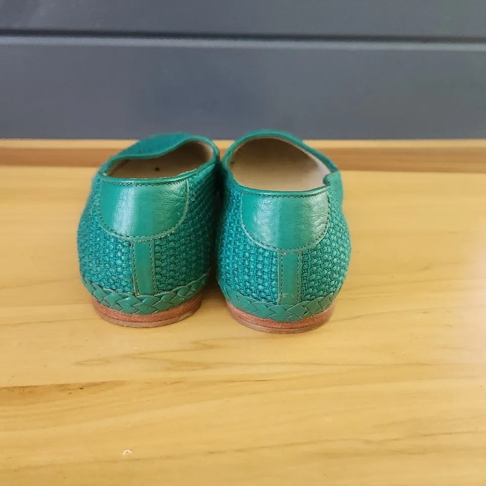 90s Teal Woven Flats