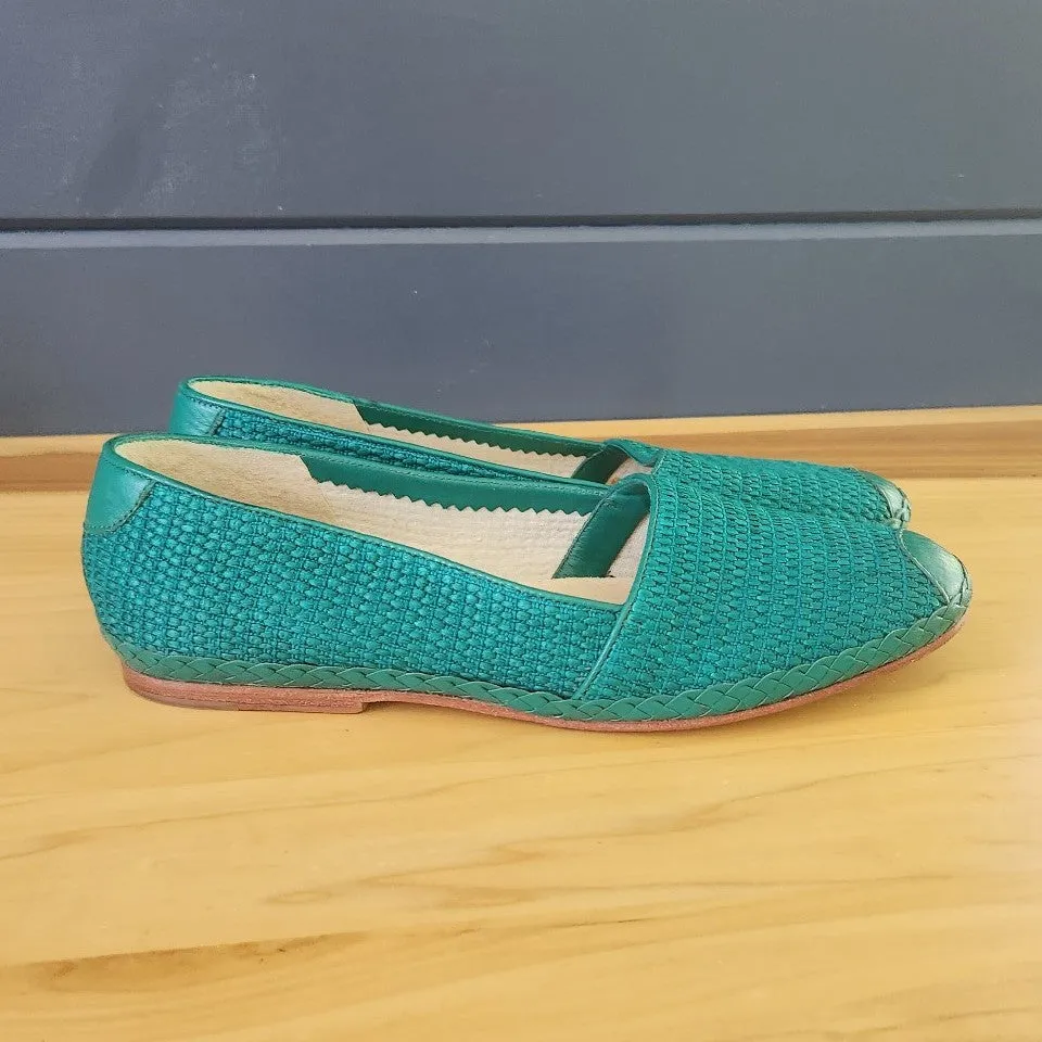 90s Teal Woven Flats