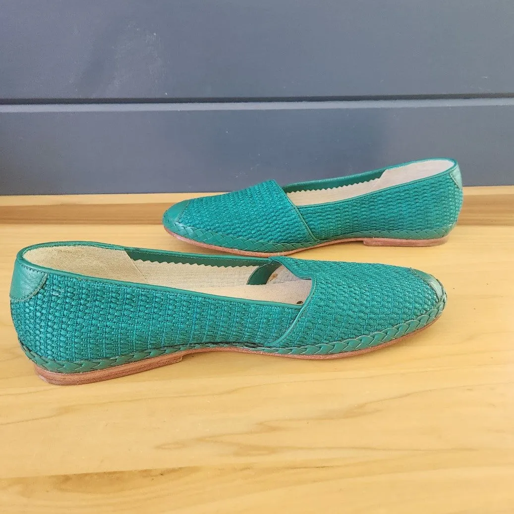 90s Teal Woven Flats