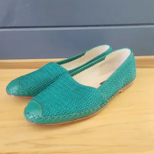 90s Teal Woven Flats