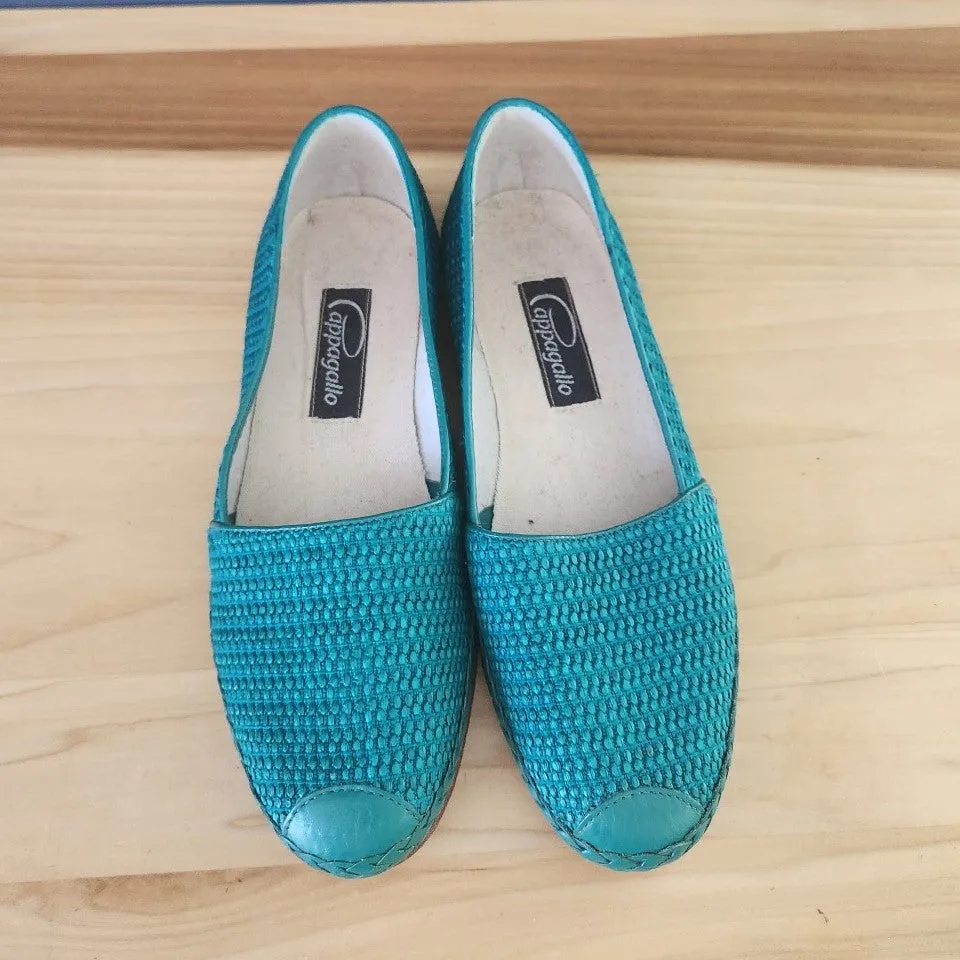 90s Teal Woven Flats