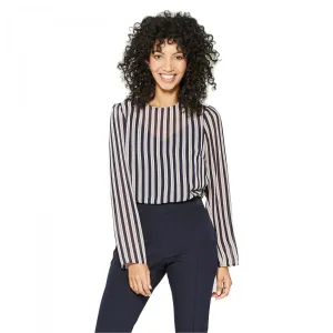 A New Day Women's Striped Long Sleeve Sheer Blouse