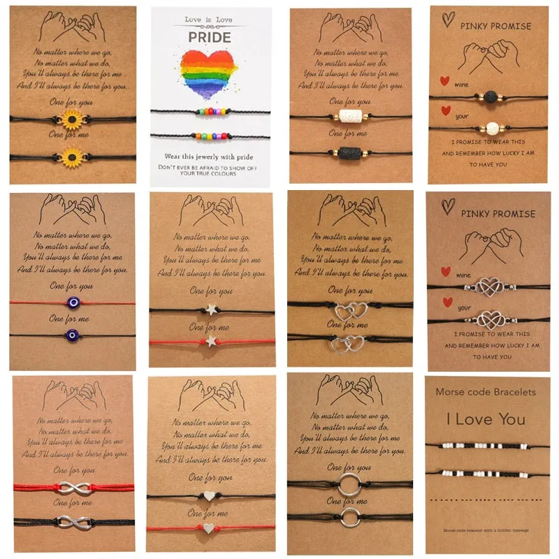 A Pair of Friendship Charm Bracelets for loved ones and couples