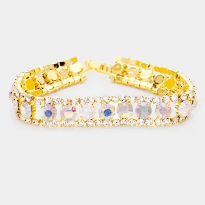 AB Crystal Rhinestone Tennis Bracelet on Gold | 476872