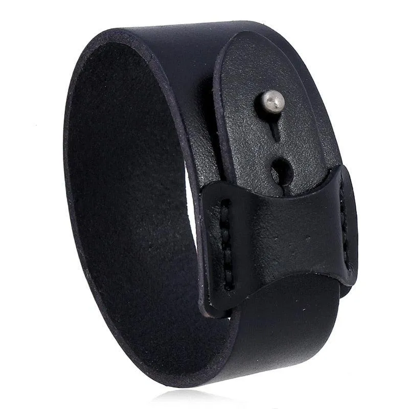 Accessorize with Attitude: Genuine Leather Wristband Cuff Bracelet Unisex Jewelry