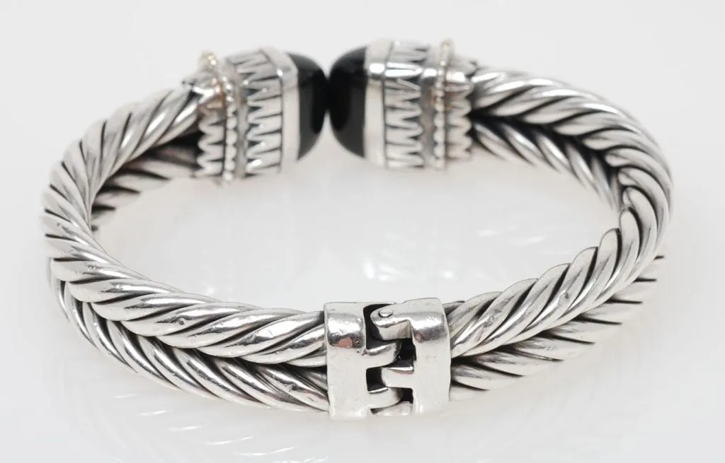 Alisa Designs Twisted Cable Bracelet 18K Gold & Sterling w/Onyx Yurman Style