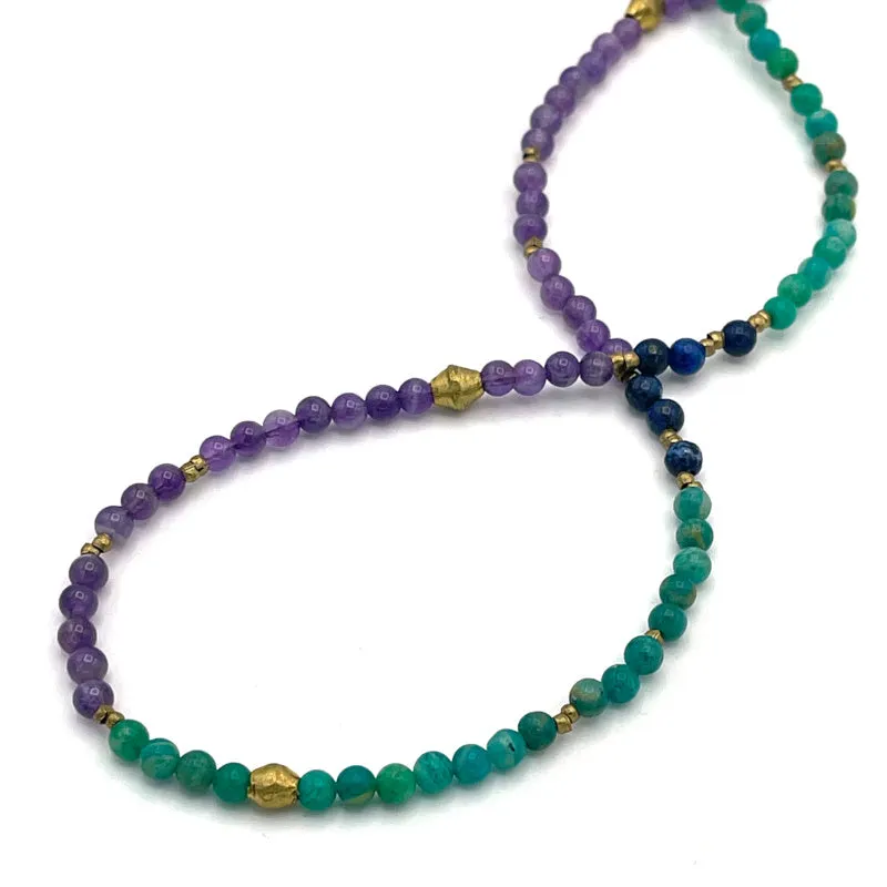 Amazonite, Amethyst & Lapis Gemstone Bead Necklaces