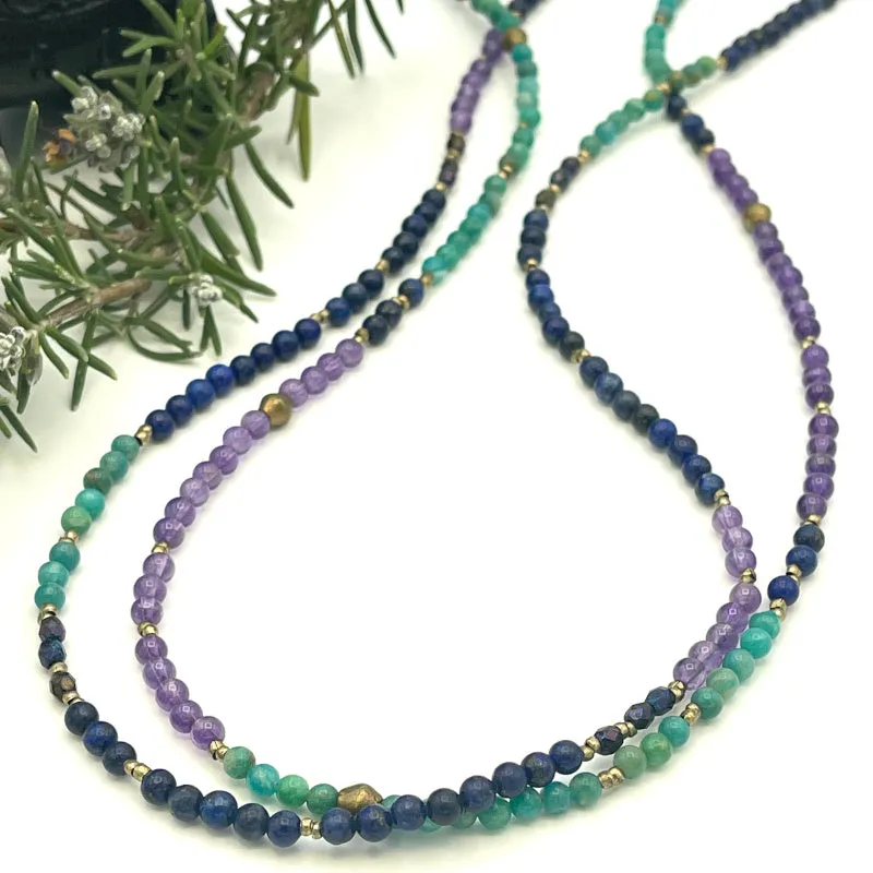 Amazonite, Amethyst & Lapis Gemstone Bead Necklaces