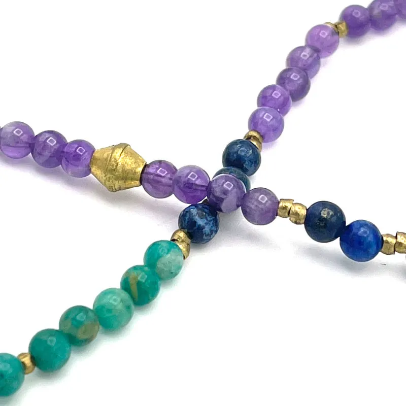 Amazonite, Amethyst & Lapis Gemstone Bead Necklaces