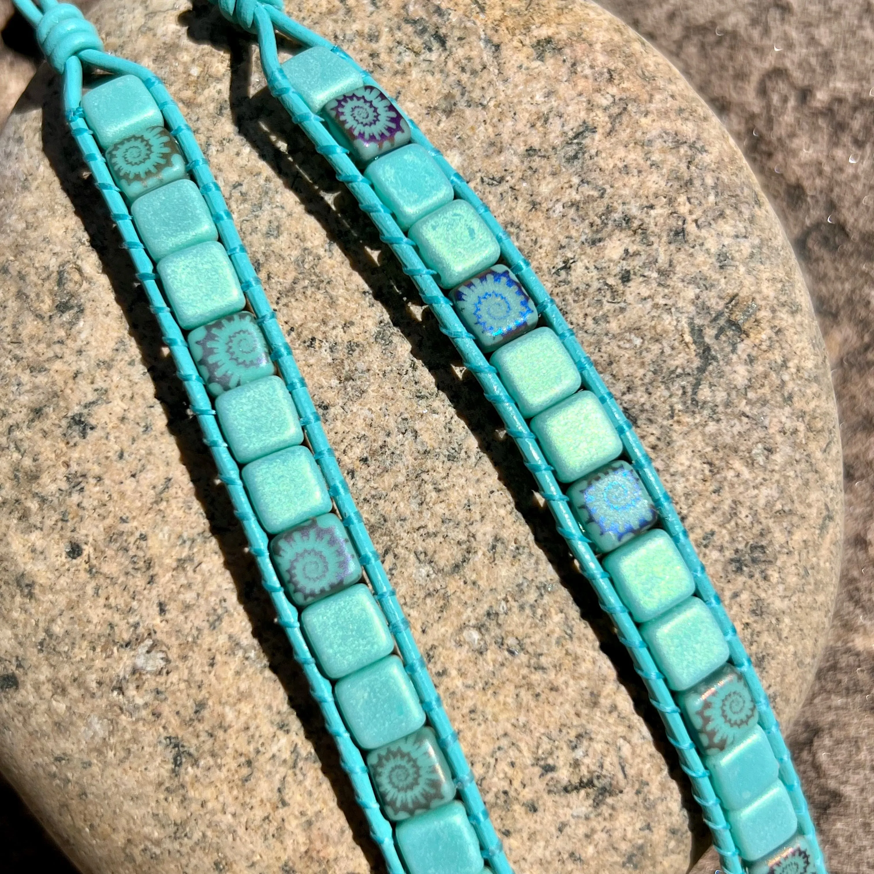 Ammonite bracelet: aqua/matte turquoise