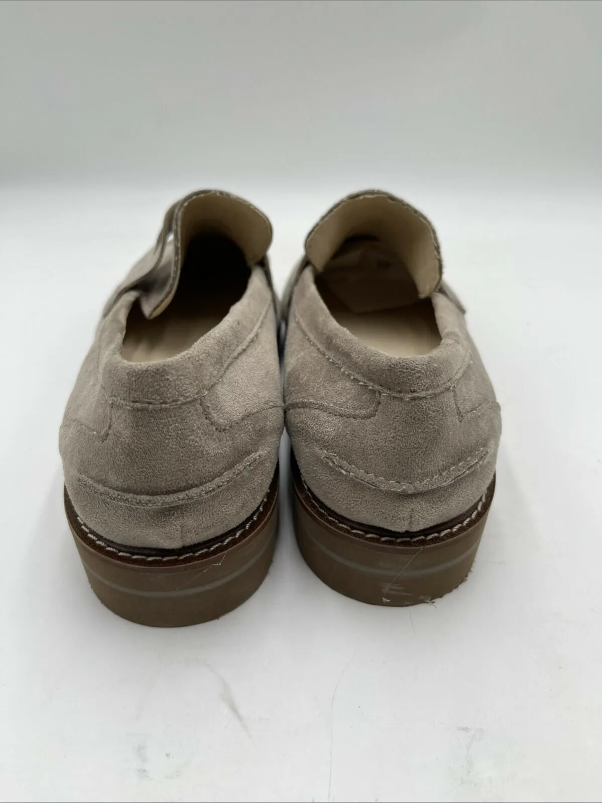 Anne Klein EVERLY Gray Fabric Slip On Moc Toe Penny Loafers Women’s Size 9.5W - Very Good