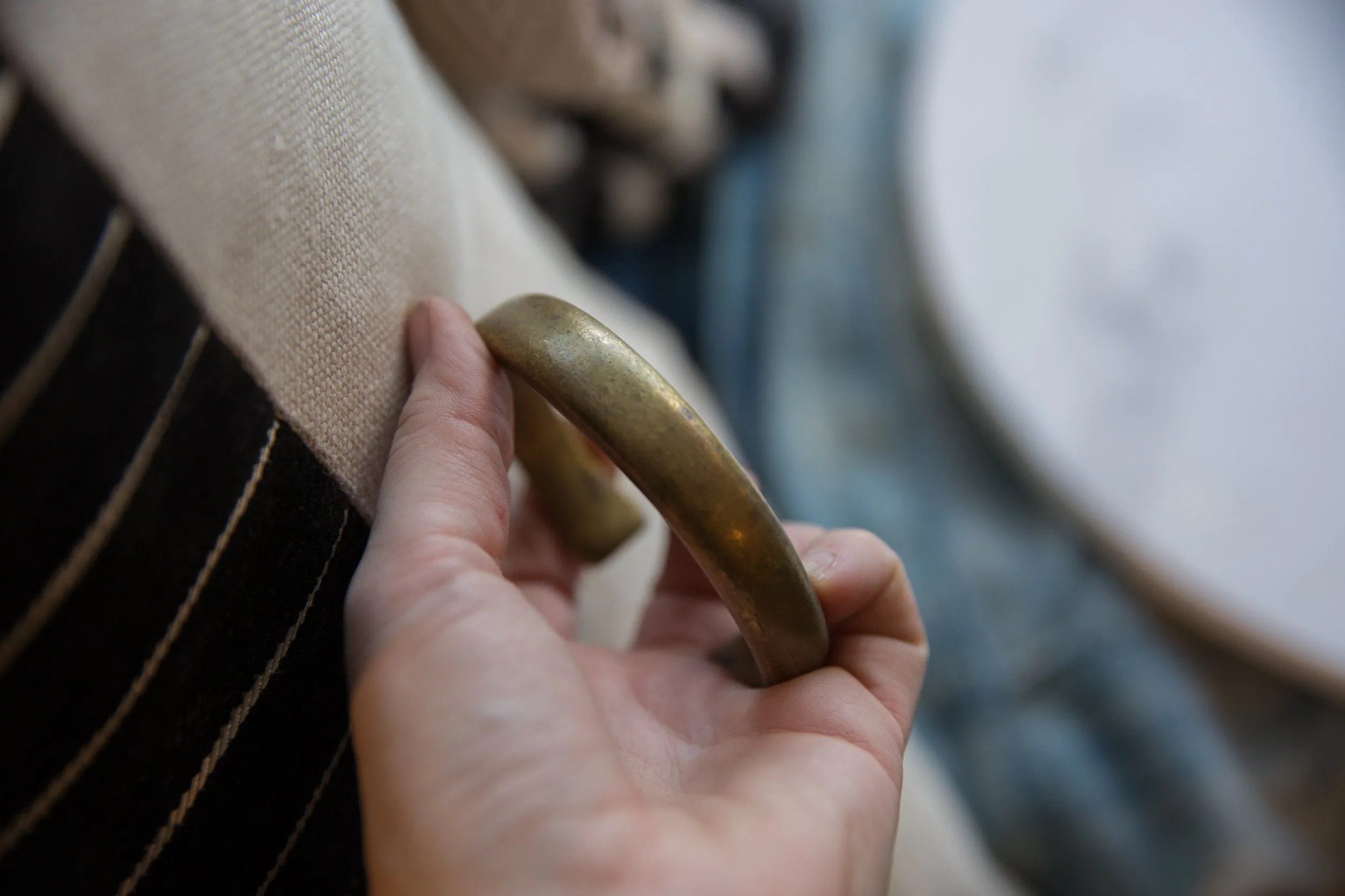 Antique African Bronze Snake Cuff Bracelet with Golden Patina