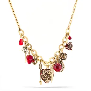 ANTIQUE GOLD RED STONE MIX CHARM  NECKLACES #155RD2101 (4B5)