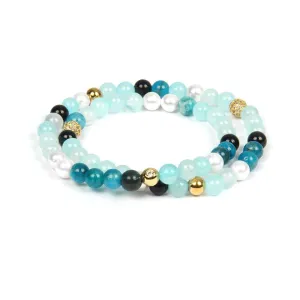 Apalite & Gold Beads Wrap Bracelet